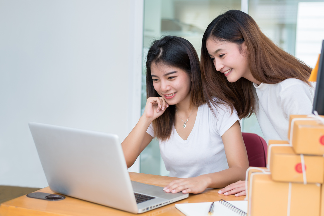 Two Young Happy People Startup Small Business Entrepreneur